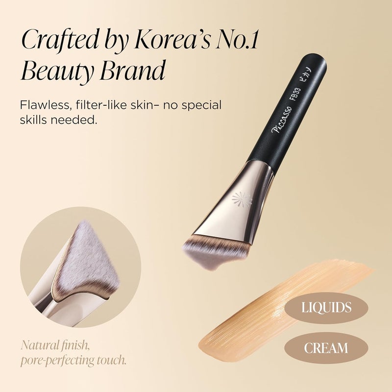 Piccasso FB33 Foundation Brush – Tapping Cover Brush for Liquid & Cream Foundation, Fills Pores with Soft Bristles for Smooth and Flawless Face Makeup, Professional Korean Beauty Tool - Image 2